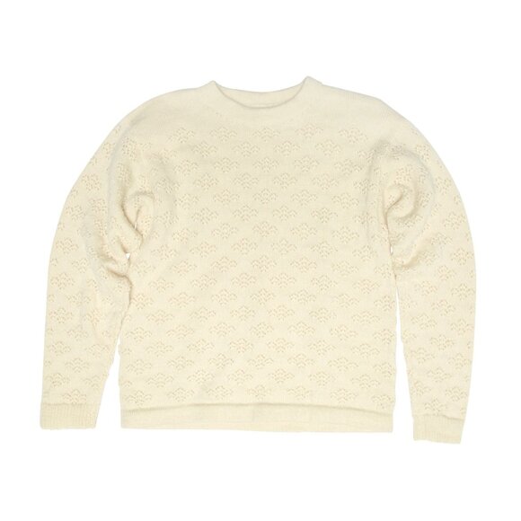 Rudy Jude Sweaters - Sundazed (Belgium) Victorian Floral Eyelet Lace Knit Virgin Wool Pullover : L